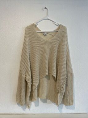 Crescent Cream Slouchy V-Neck Knit Sweater